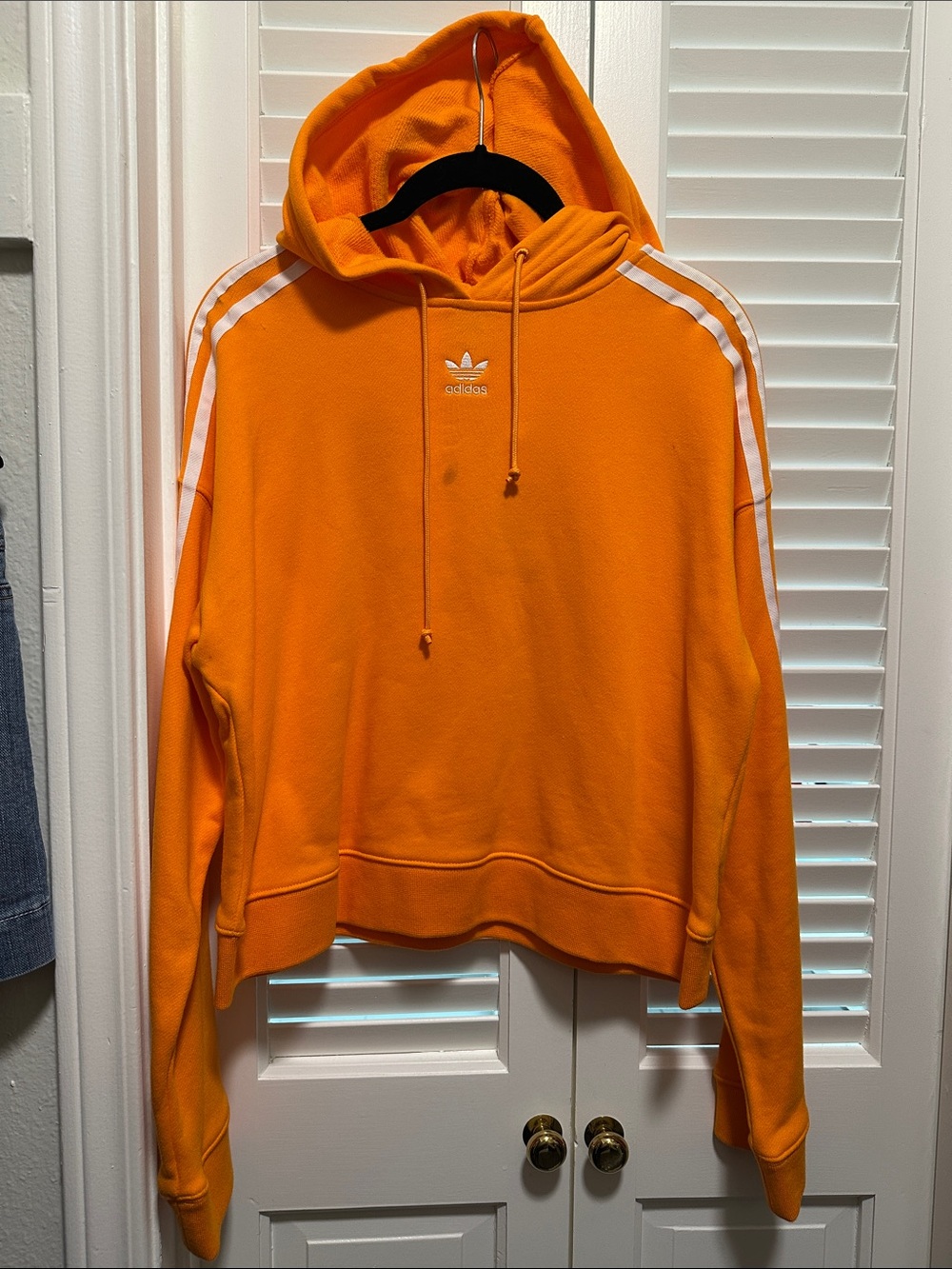 adidas Orange Hooded Sweatshirt with White 3-Stripes